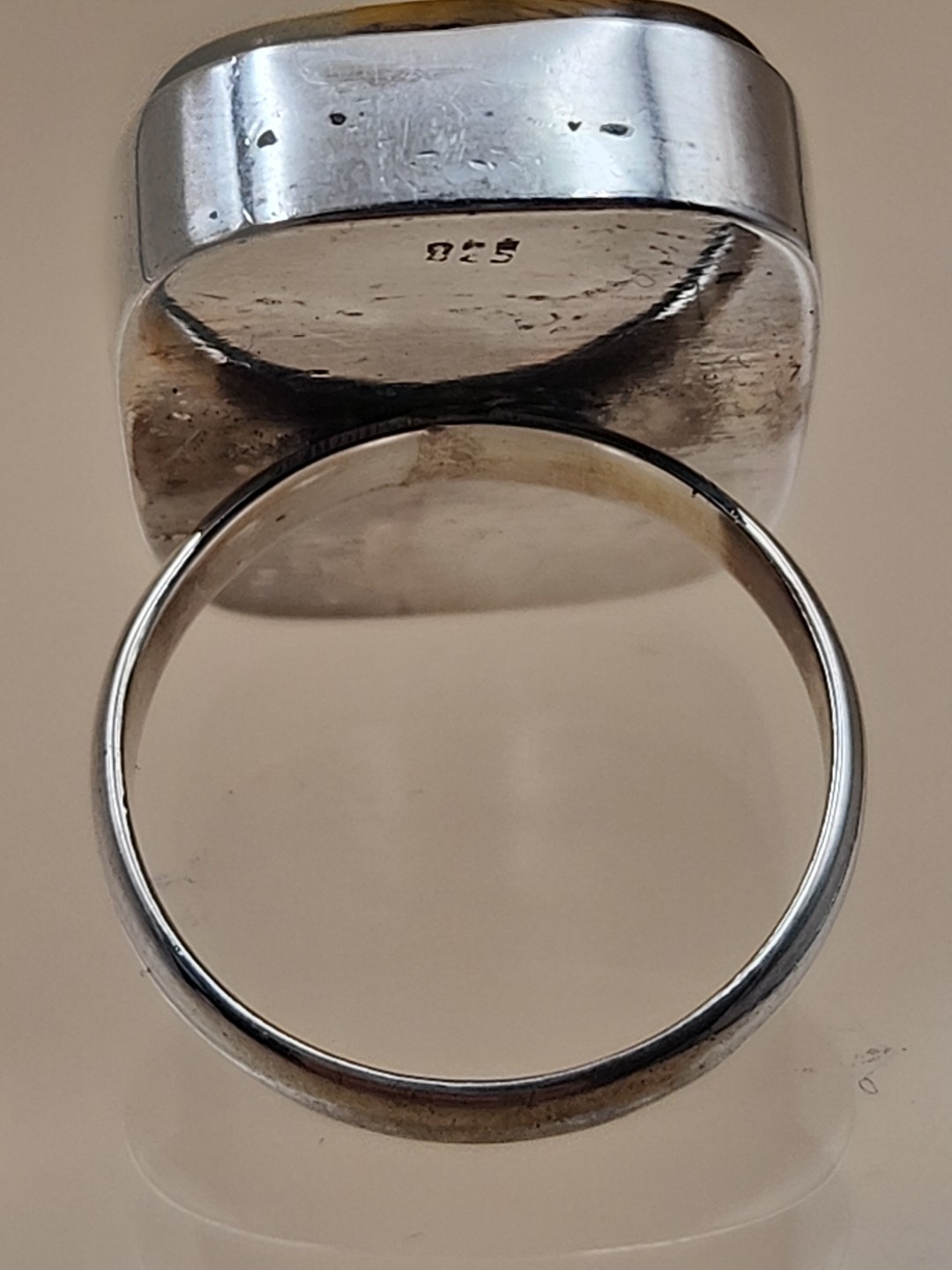 Sterling Silver Rectangular Tigers Eye Ring Size 9 - image 10