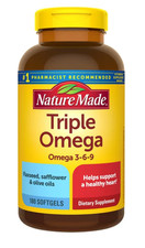 Nature Made Triple Omega 3-6-9 180 Softgels Heart Health Flaxseed Fish Oil Suppl