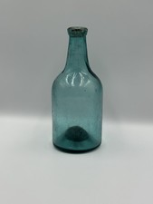 Antique Teal Blue Soda Bottle - Heavy Iron Pontil - Hand Blown 2-Piece Mold