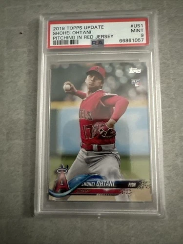 2018 Topps Update Series - Shohei Ohtani #US1 Pitching, Red Jersey (RC) PSA 9