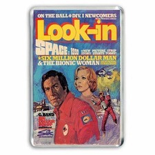 RETRO   LOOK-IN COMIC COVER SPACE 1999- JUMBO FRIDGE  LOCKET MAGNET