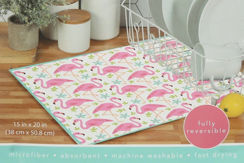 Alfombra de secado de encimera de cocina Pink Flamingo, 15 x 20 Foto 3 de 3