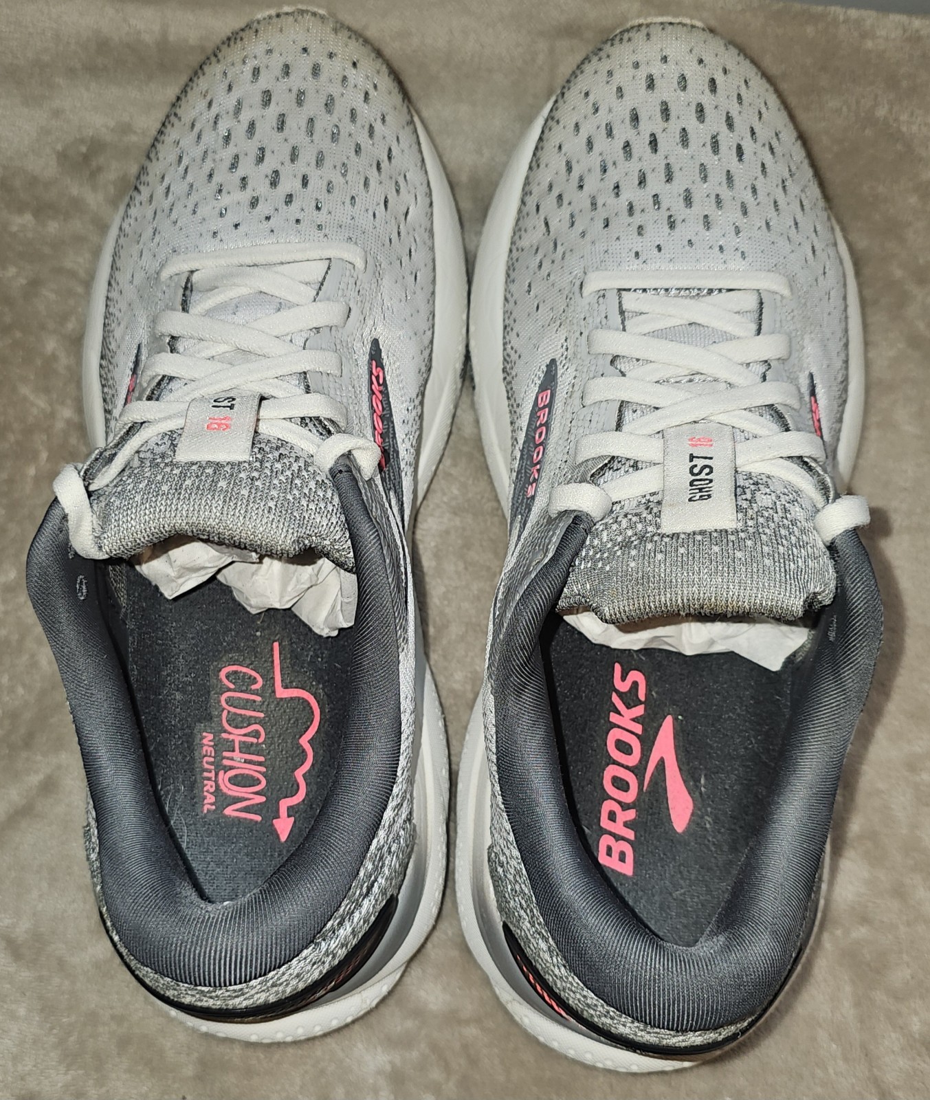 Brooks Ghost 16 Running Shoe Grey / Gargoyle/ Pink Women's Size 7.5 thumbnail 6