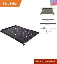 Vented 4-Post Shelf, Adjustable, Black, 650 mm Depth, 1U, 242 lbs, Cold Rolle...