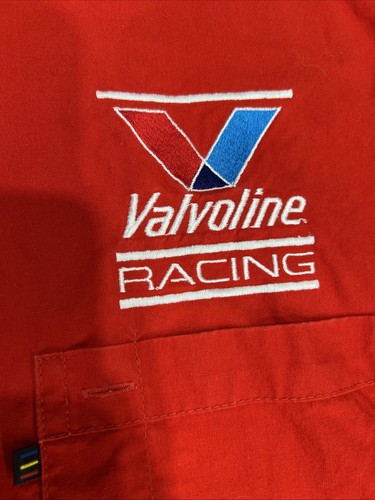 Camicia Vintage Valvoline Pyroil Racing Bottoni Rossa Taglia Large Pit Crew Uniforme - Foto 3 di 7
