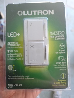 Lutron Maestro Fan Control and Light Dimmer - White