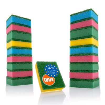100 Stück Schwämme Topfschwamm Spülschwamm Mehrfarbig für Küche & Haushalt