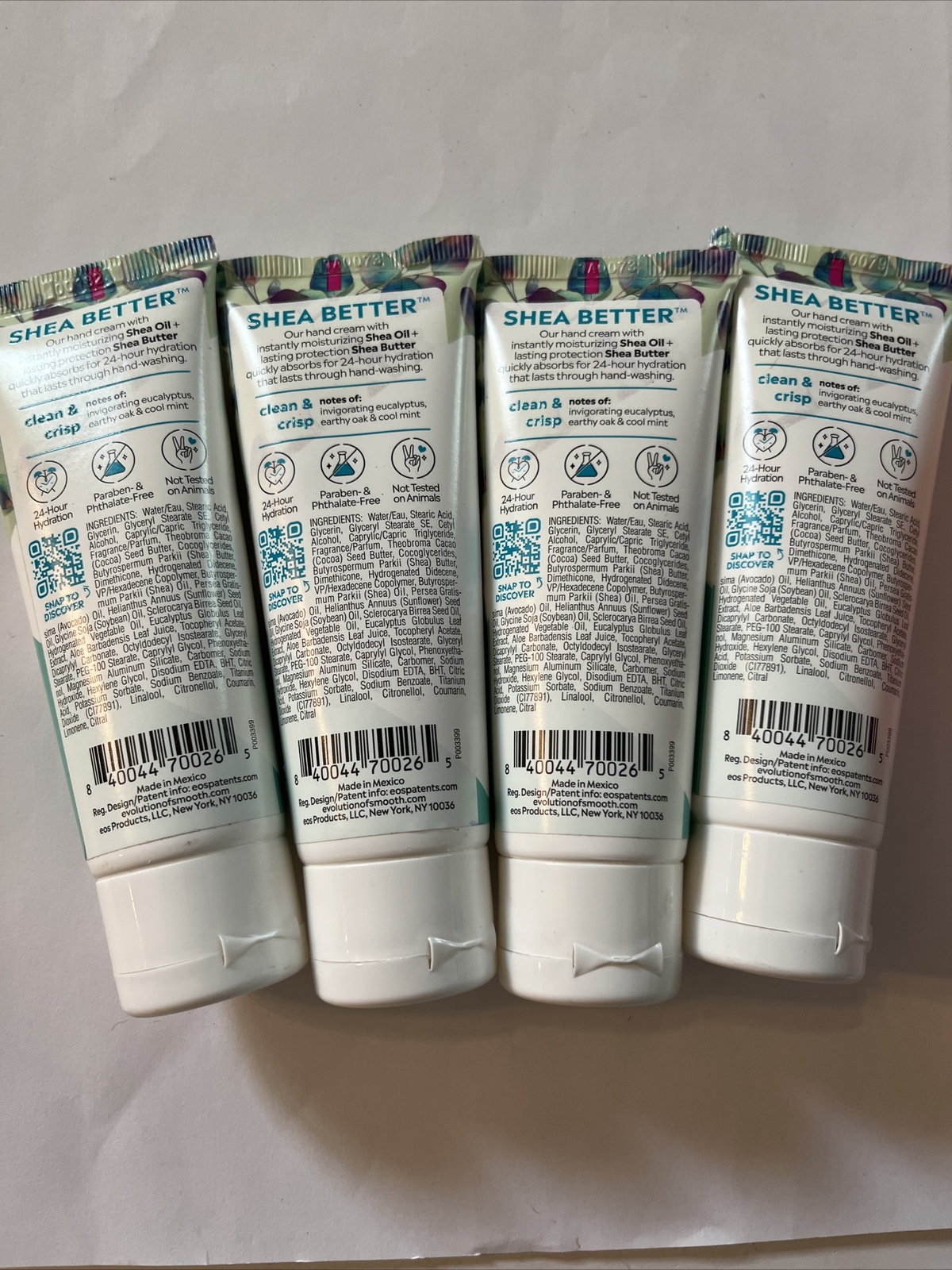 EOS Shea Better Hand Cream Eucalyptus Hand Lotion 4 tube Lot