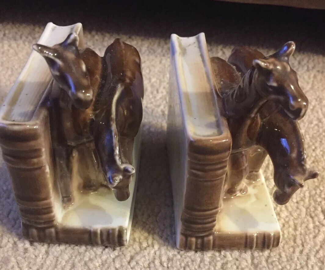 Vintage Ceramic Bookends Horses eBay