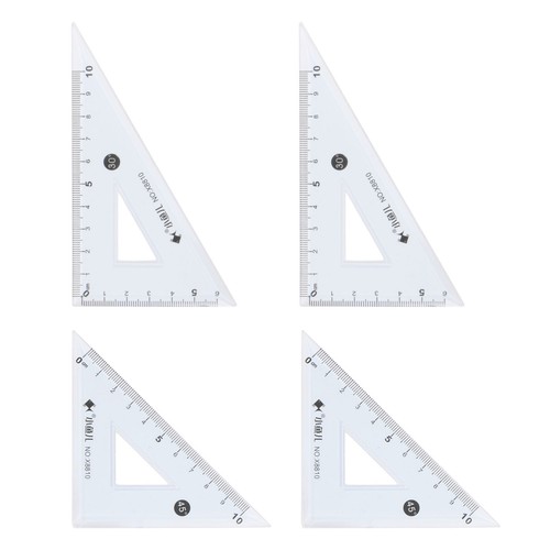 4piece Triangle Ruler Square Set 10cm 30/60 and 45/90 Degrees Rulers Blue