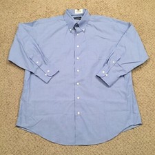 Nautica Shirt Mens 17.5 Solid Blue Long Sleeve Button Up
