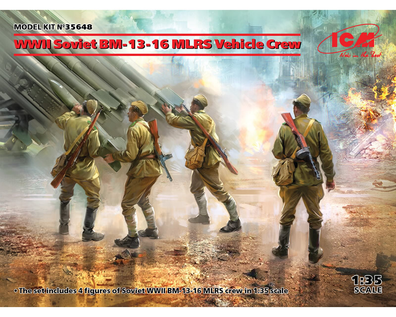 ICM 35648 WWII Soviet BM-13-16 MLRS Vehicle Crew 1:35 modellismo