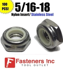 Qty 100 5/16-18 Hex Jam Nylon Insert Lock nut Nylock Stainless Steel Half Height