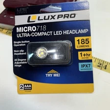 LUXPRO LED Headlamp  Micro 718  185 Lumens  IPX7 Batteries Included