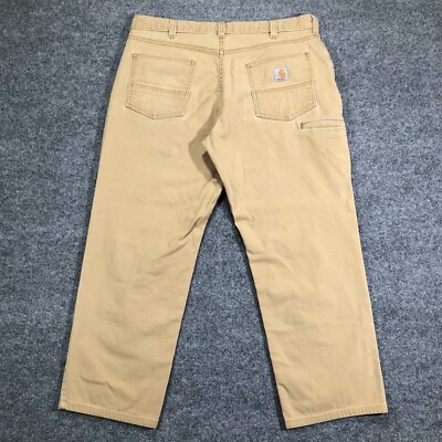 happy様 Carhartt Pants Men 38x28 Tan Khaki Relaxed Fit Workwear Distressed