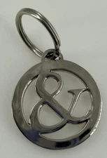 & Symbol Silver Tone And Keychain Round Metal Fob Ring