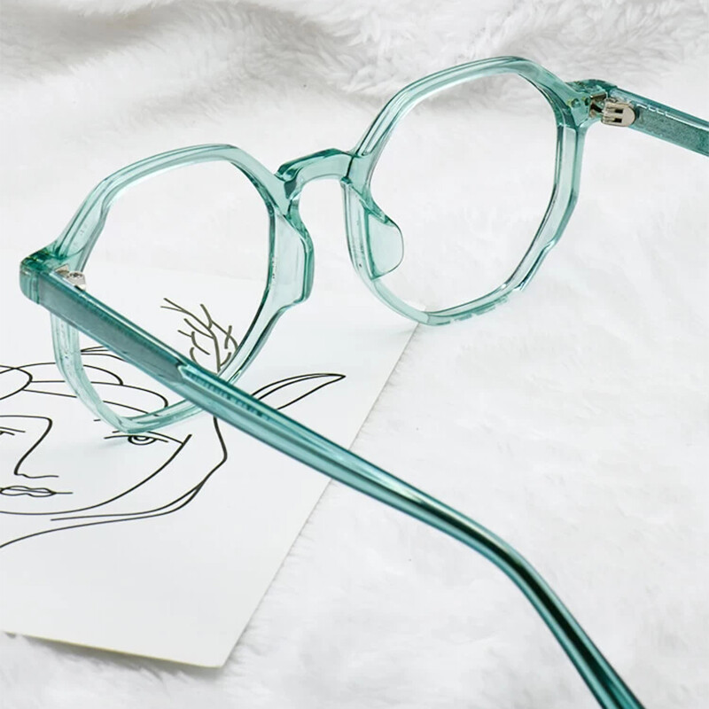 Geometric Plastic Glasses Frame Light TR90 Eyeglasses Women Men Green