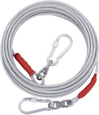 Dog Tie Out Cable for Dogs Outside Up to 125/250lbs 100 ft, sliver 
