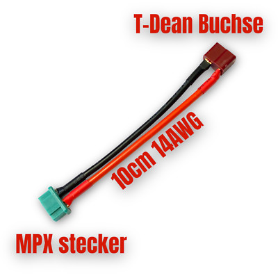  MPX Stecker Female auf T-Dean Buchse Lipo Akku Adapterkabel 10cm 14AWG  