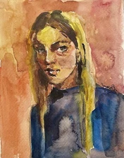 Original unique figurative portrait watercolour portrait watercolor painting picture