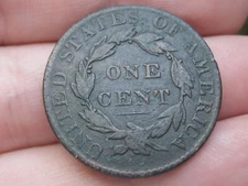 1820 Matron Head Large Cent Penny- Small Date, VF/XF Reverse Details