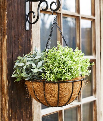   Hanging Basket 35cm Pflanzkorb zum Hängen Blumenampel Metall Kokos + Kette