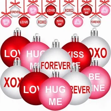 BBTO 12 Pcs Valentine's Day Ball Ornaments for Tree Valentines Tree Hanging D...