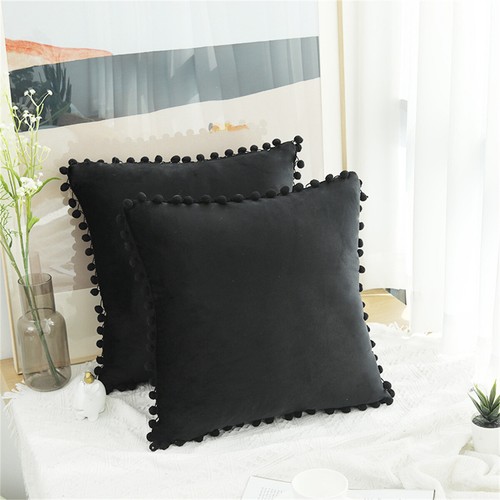 Funda de cojín de terciopelo pompón suave bola flecos decoración del hogar sofá funda almohada - Imagen 11 de 30