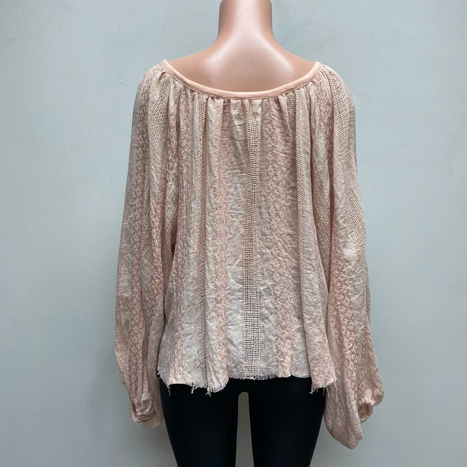 Top One X One Cucharadita Rosa Melocotón Manga Globo Ojo de Cerradura Viscosa Deshilachado XS Foto 4 de 4