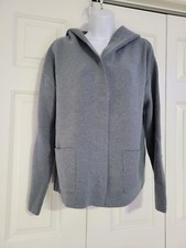 Women's Hooded Pockets Snap Cardigan Jacket Grey Size US M/L NEW