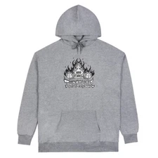 Thrasher Magazine WHO CARES PULLOVER Skateboard Hoodie GREY w/Art By Neckface