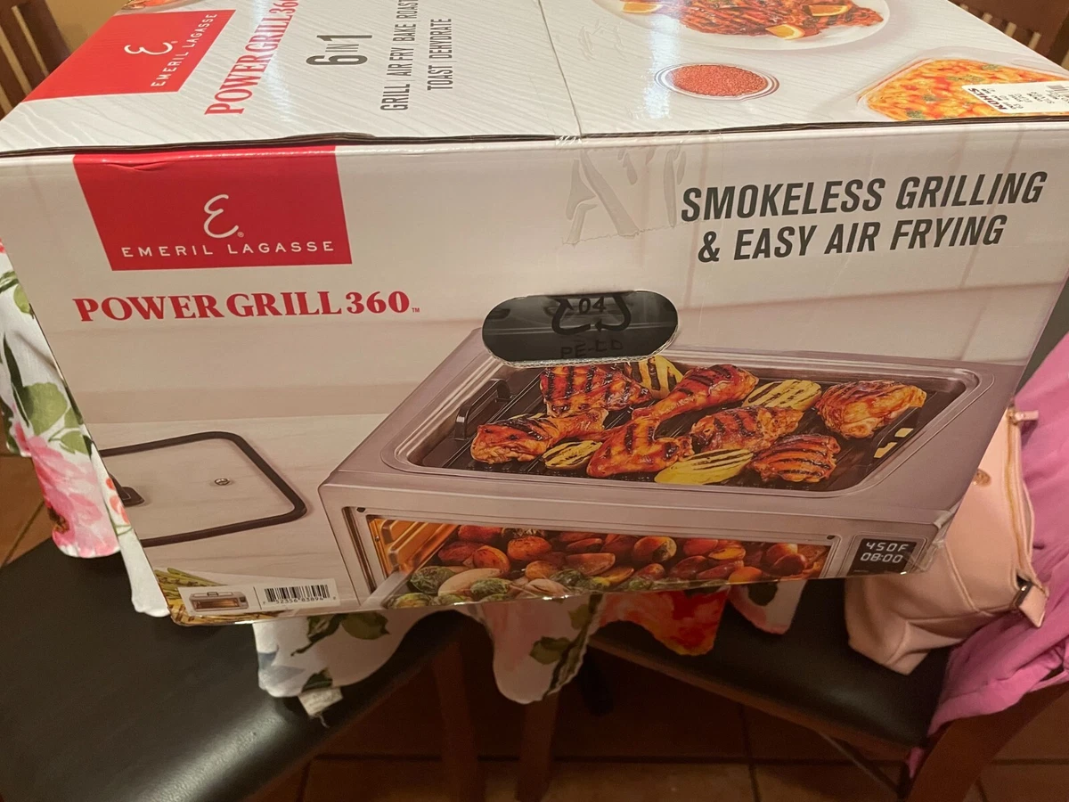 Emeril Lagasse Power Grill 360 Plus, 6-in-1 Electric Indoor Grill and Air Fryer Toaster Oven with Smokeless Technology, XL