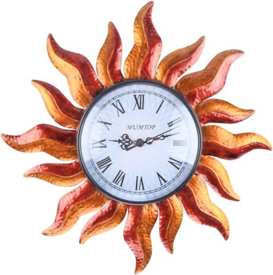 Decorative Retro Wall Clock Sun Indoor Outdoor Kitchen Living Room