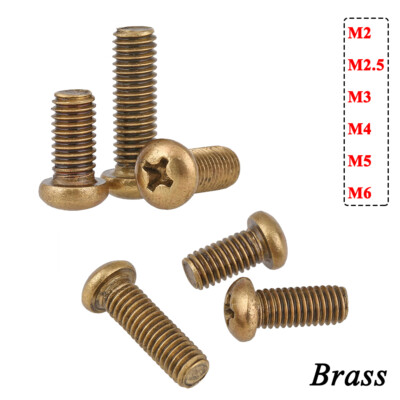 Brass M2 M3 M4 M5 M6 Pan Head Phillips Machine Screws Round Head Bolts DIN 7985