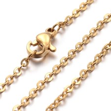 20pc Stainless Steel Necklace Making Cable Chains Lobster Clasps Golden 17.7''