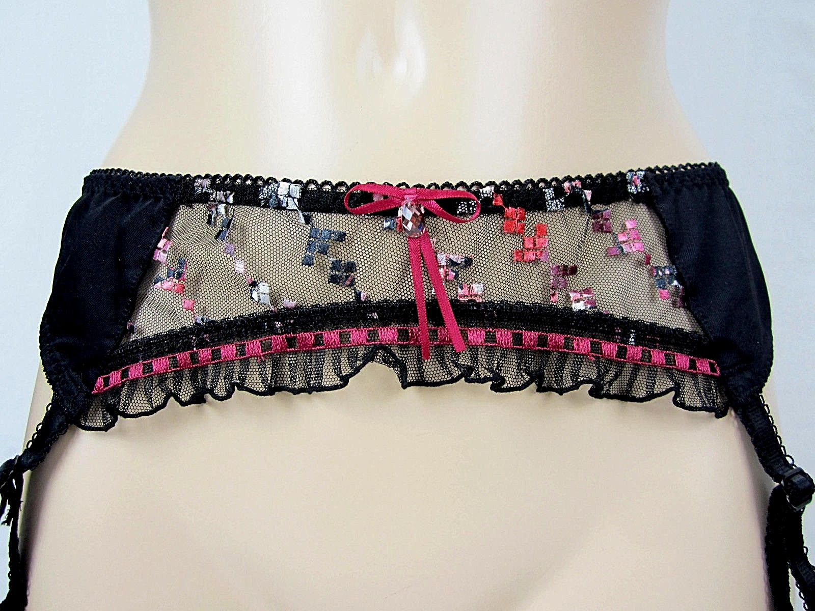 Freya Colette Black Embroidered Suspender Belt Style 4719 Size 16