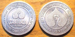VINTAGE SAHARA CASINO GAMING SLOT TOKEN - Las Vegas - 1970 - SAHARA CASINO CHIP
