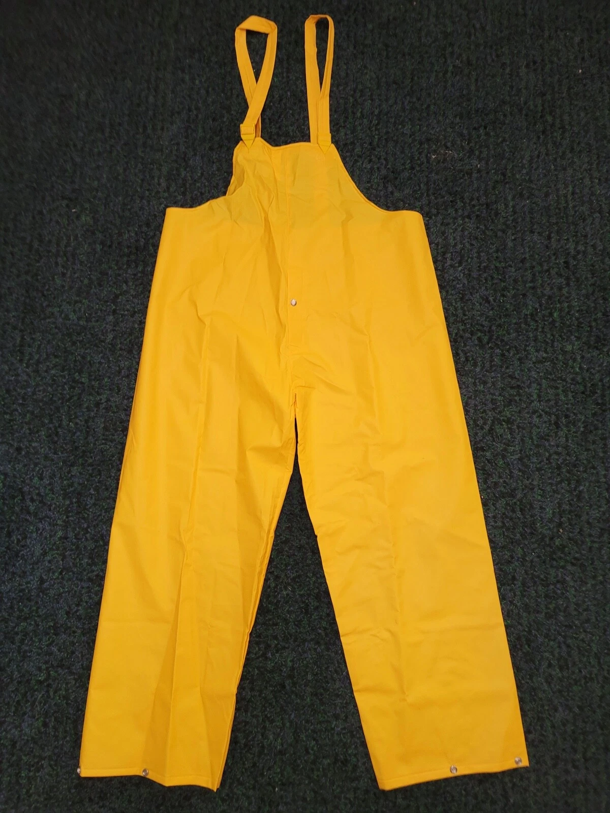 Weather Rite Vinyl Yellow Rain Pants Bibs Suspenders Men's 2XL XXL Perfect Cond.