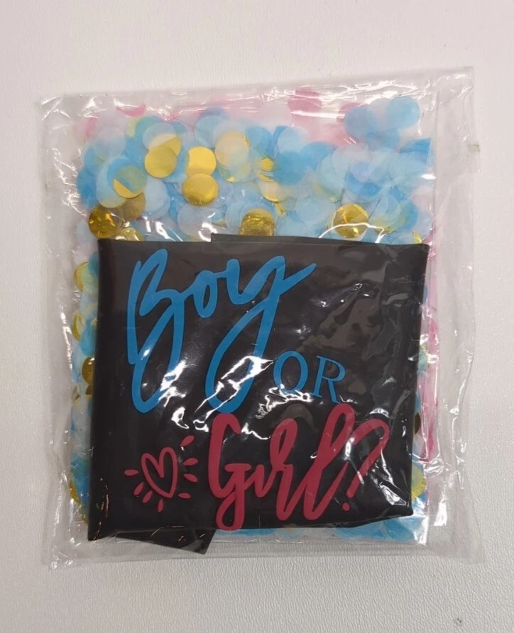 Globo Jumbo Revelación Género Bebé 36 Pulgadas Negro Rosa y Azul Confeti Niño Niña Foto 3 de 4