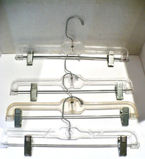 4 Vintage Clear Plastic 16" Skirt Trauser Pants Hangers One PRODUCTS GROUP