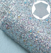 Super chunky Glitter mixed sky blue FAUX LEATHER ROLL 12 x 55" 1074374 Sequins