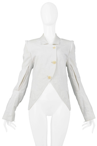 Ann Demeulemeester, GIACCA VINTAGE ANN DEMEULEMEESTER BIANCA COTONE MANICA A SPACCO
