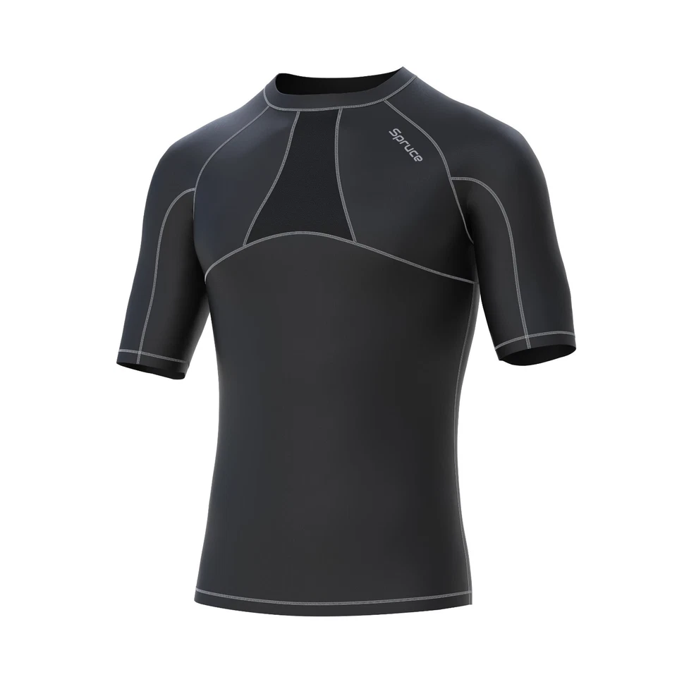 Mens Compression Short Sleeves Shirt with Mesh Panels Base Layer Top Gym Sports - Image 2 of 4