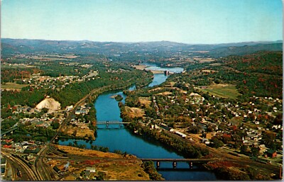 Aerial View of White River Junction, VT & West Lebanon, NH -  Postcard