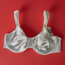 NWT Vtg 90s Just My Size 42C Satin Cushion Strap Minimizer Bra Solid White