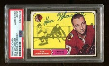 Ken Wharram Signed 1968-69 Topps #22 Autographed Twice Black Hawks PSA/DNA