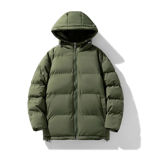 Men's Cotton Padded Winter Short Warm Outwear Jacket Hooded Casual Thermal Coat - Picture 4 of 34