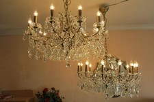 Pair Of ABSOLUTELY STUNNING  3 FOOT Wide Crystal Chandeliers