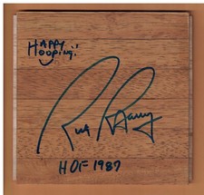 RICK BARRY AUTOGRAPHED 6X6 BASKETBALL FLOORBOARD SIGNED GOLDEN STATE HOF 1987