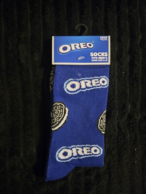 One Pair Oreo Crew Socks, Fits Men s Shoe Size 6-12, Blue